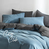 Cosy Club Quilt Cover Set Cotton Duvet Double Blue Dark Blue Deals499