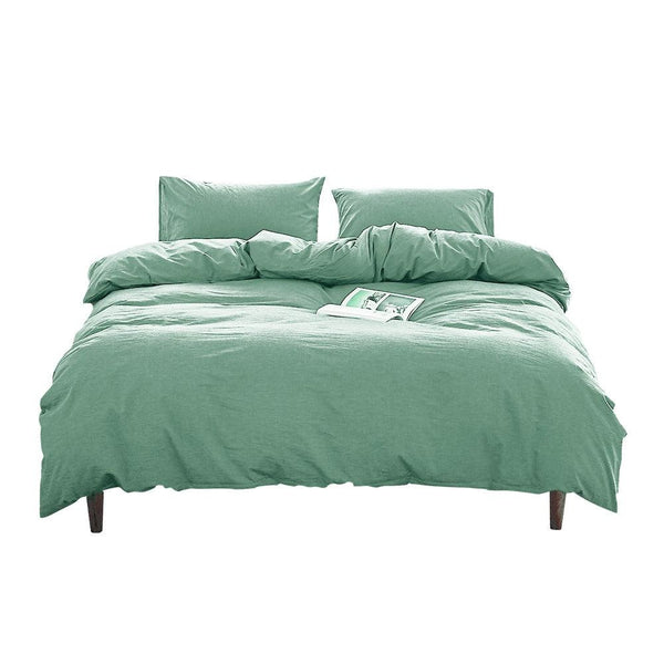 Cosy Club Duvet Cover Quilt Set Flat Cover Pillow Case Essential Green Double Deals499