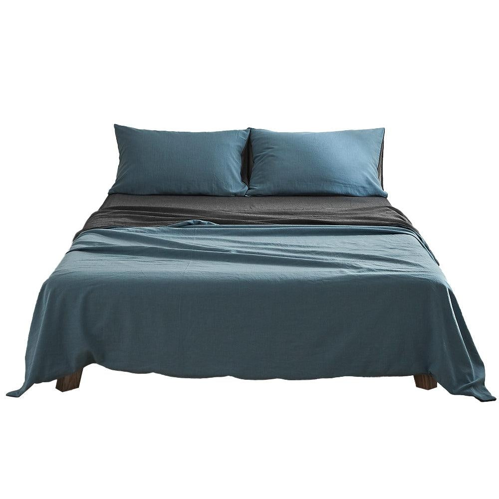 Cosy Club Sheet Set Cotton Sheets Double Blue Dark Blue Deals499