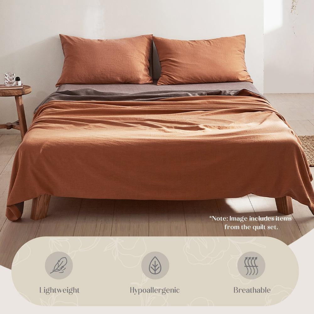 Cosy Club Sheet Set Cotton Sheets Double Orange Brown Deals499