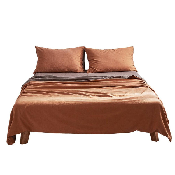 Cosy Club Sheet Set Cotton Sheets King Orange Brown Deals499