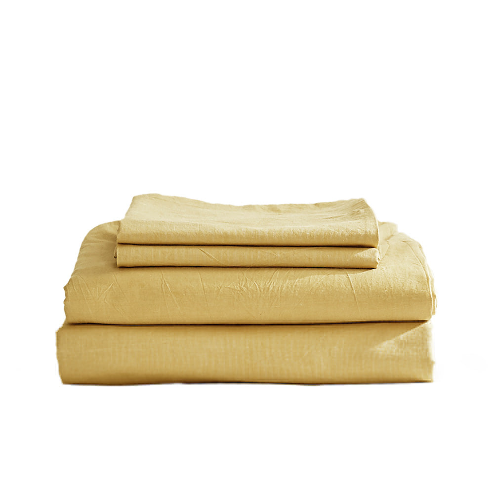 Cosy Club Sheet Set Bed Sheets Set King Flat Cover Pillow Case Yellow Deals499