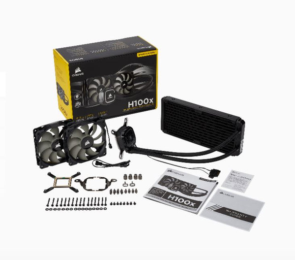 CORSAIR H100x - 240mm Radiator, Dual 120mm PWM Fans, Liquid CPU Cooler. 5 Years Warranty Intel 1200, 115x, 2011/2066, AMD AM3/AM2, AMD AM4 CORSAIR