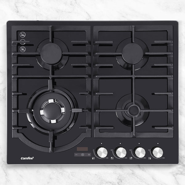 Comfee 60cm Gas Cooktop 4 Burners Kitchen Gas Hob Trivets Stove Cook Top Black Deals499