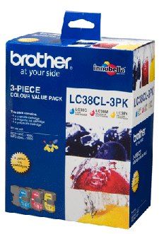 Brother LC-38 Colour Value Pack- 1X Cyan 1X Magenta 1X Yellow BROTHER