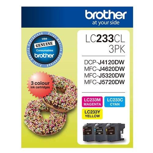 Brother LC-233 3x Colour Value 3 Pack, Cyan, Magenta, Yellow BROTHER