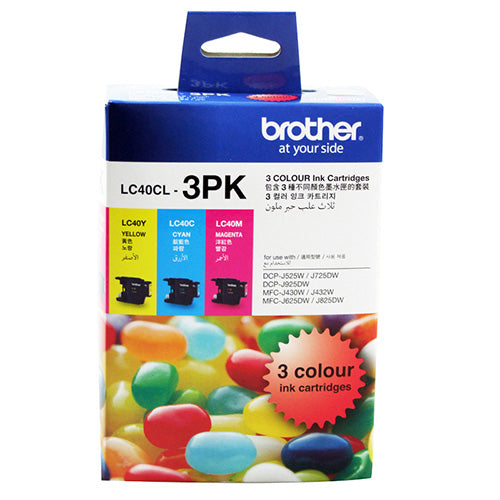 BROTHER LC-40 Colour Value Pack, 1X Cyan 1X Megenta 1X Yellow BROTHER