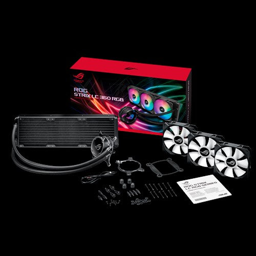 ASUS ROG Strix LC 360 RGB All-in-one Liquid CPU Cooler, Aura Sync, Triple ROG 120mm Addressable RGB Radiator Fans ASUS