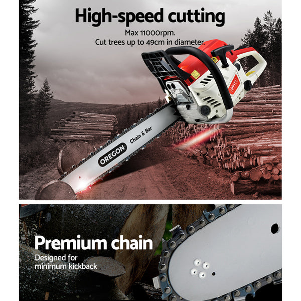 Giantz Petrol Chainsaw Commercial 52cc E-Start 20 Oregon Bar Pruning Chain Saw Deals499