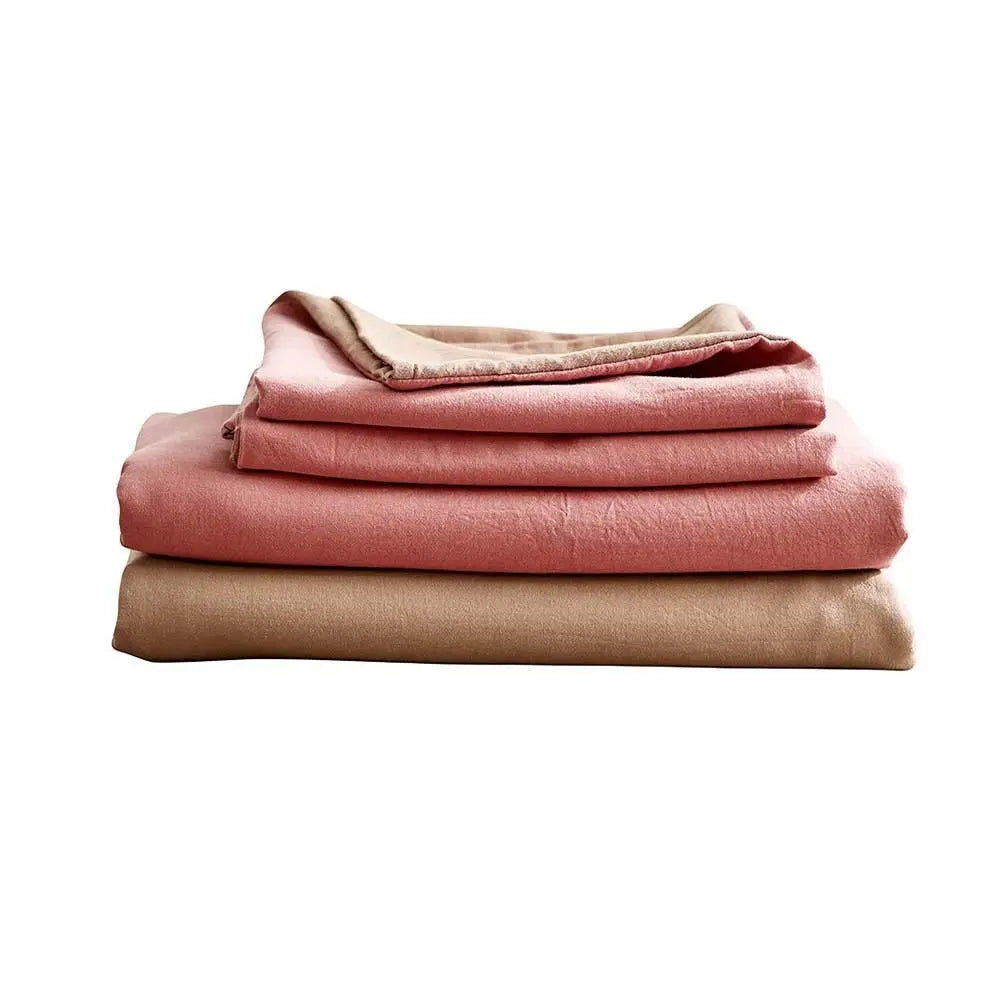 Cosy Club Sheet Set Bed Sheets Set Single Flat Cover Pillow Case Pink Brown Deals499