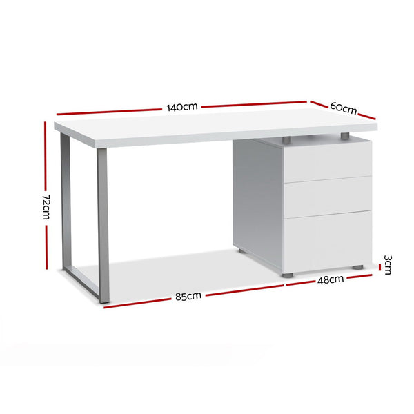 Artiss Metal Desk with 3 Drawers - White Deals499