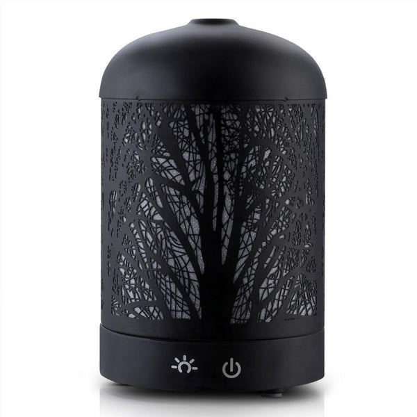 DEVANTI Aroma Diffuser Aromatherapy LED Night Light Iron Air Humidifier Black Forrest Pattern 160ml Deals499