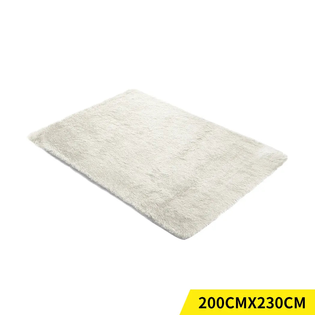 Designer Soft Shag Shaggy Floor Confetti Rug Carpet Home Decor 200x230cm Cream Deals499