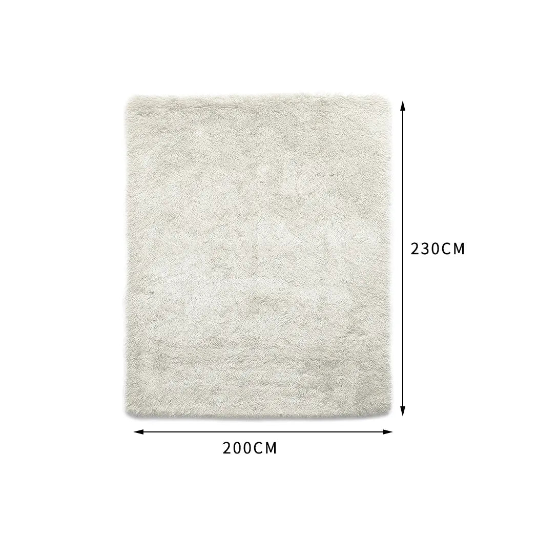 Designer Soft Shag Shaggy Floor Confetti Rug Carpet Home Decor 200x230cm Cream Deals499