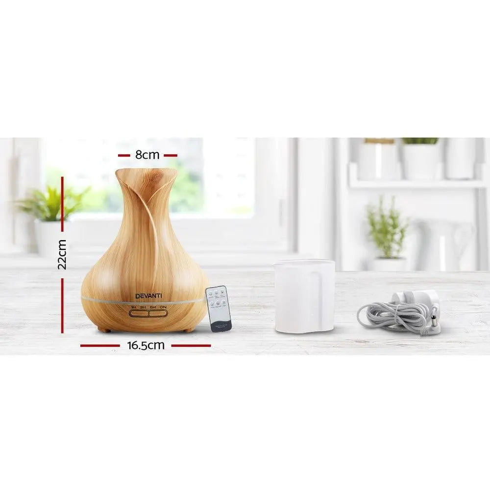 Devanti 400ml 4 in 1 Aroma Diffuser remote control - Light Wood Deals499