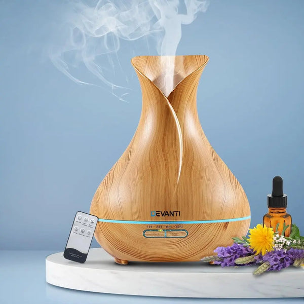 Devanti 400ml 4 in 1 Aroma Diffuser remote control - Light Wood Deals499