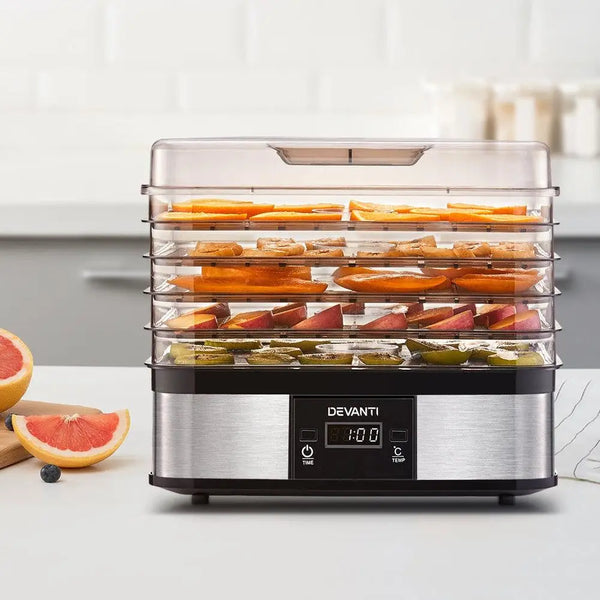 Devanti Food Dehydrator with 5 Trays - Silver Deals499