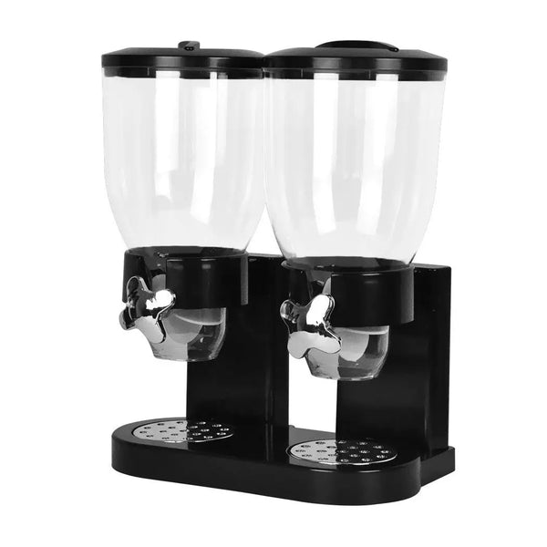 Double Cereal Dispenser Dry Food Storage Container Dispense Machine Black Deals499