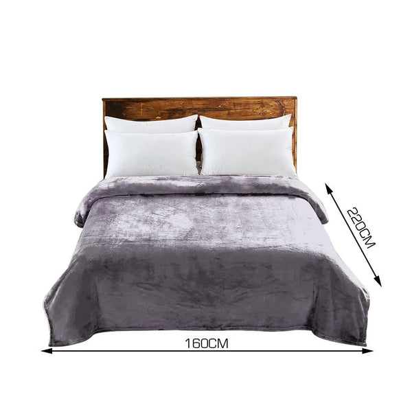 DreamZ 320GSM 220x160cm Ultra Soft Mink Blanket Warm Throw in Silver Colour Deals499