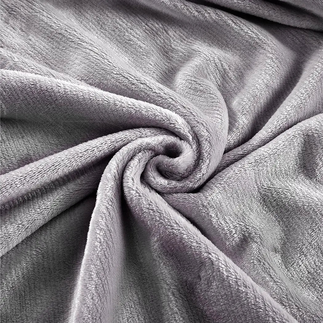 DreamZ 320GSM 220x160cm Ultra Soft Mink Blanket Warm Throw in Silver Colour Deals499