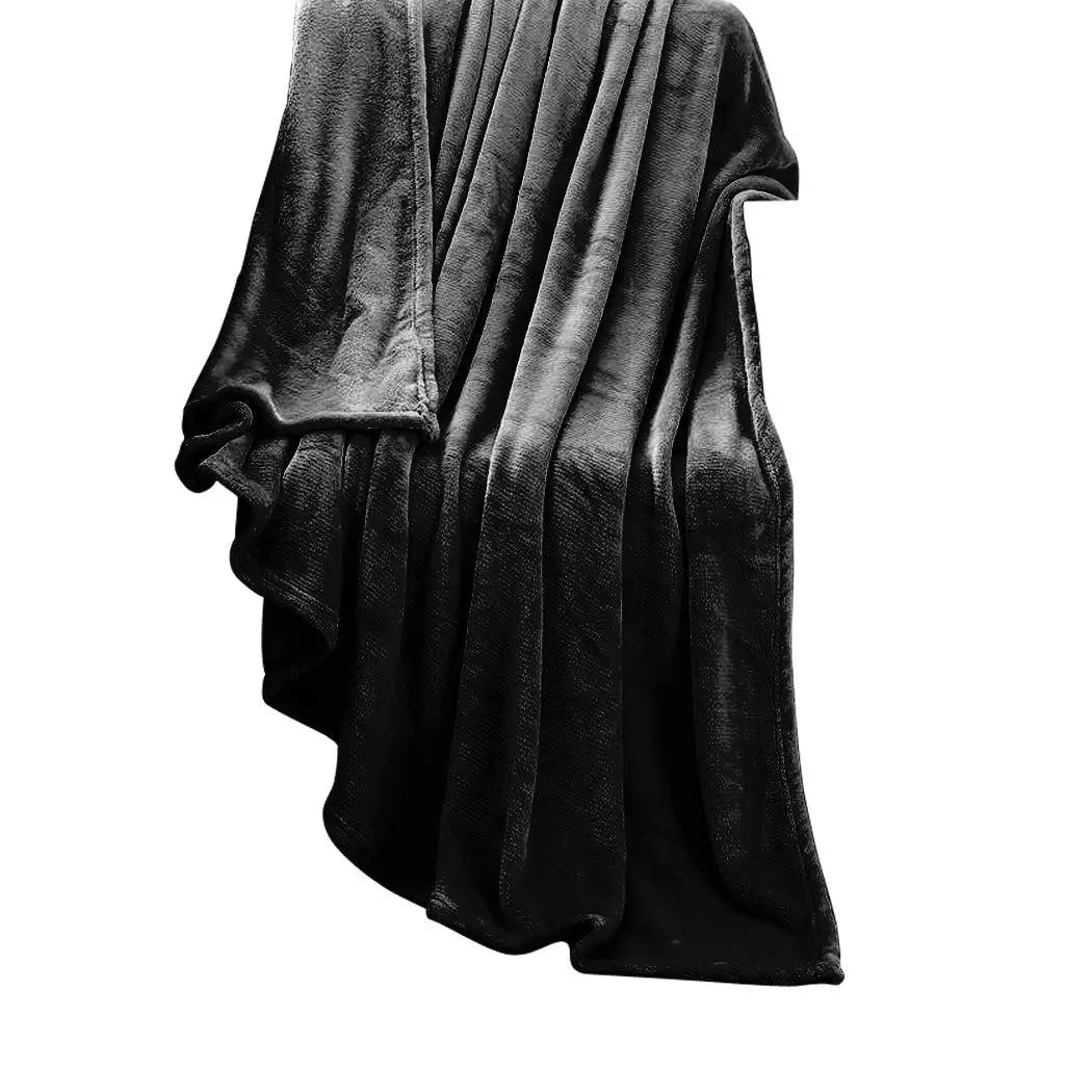 DreamZ 320GSM 220x240cm Ultra Soft Mink Blanket Warm Throw in Black Colour Deals499