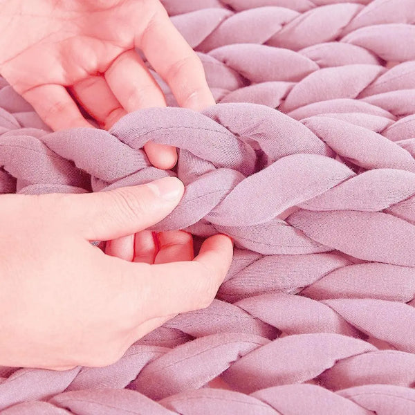 DreamZ Knitted Weighted Blanket Chunky Bulky Knit Throw Blanket 9KG Pink Deals499