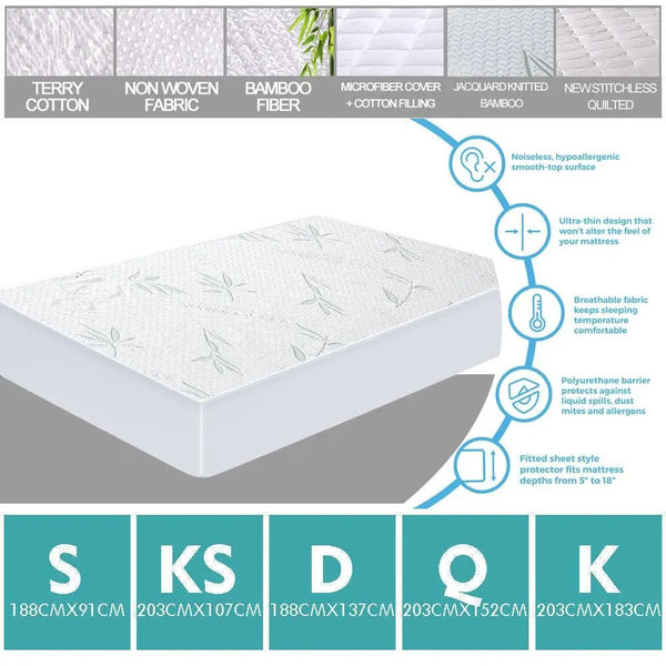 DreamZ Terry Cotton Fully Fitted Waterproof Mattress Protector King Single Size Deals499