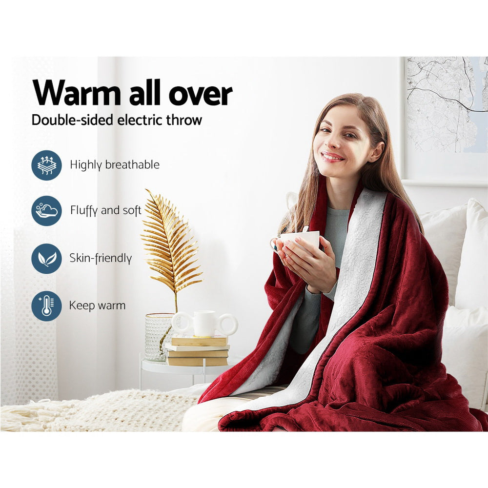 Giselle Electric Throw Rug Heated Blanket Washable Snuggle Flannel Winter Red from Deals499 at Deals499