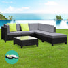 Gardeon 6pcs Outdoor Sofa Lounge Setting Couch Wicker Table Chairs Patio Furniture Black Deals499