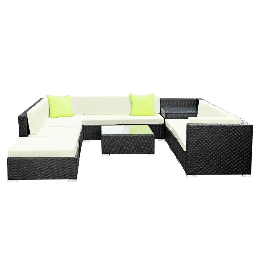 Gardeon 11PC Outdoor Furniture Sofa Set Wicker Garden Patio Lounge Deals499