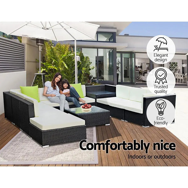 Gardeon 11PC Outdoor Furniture Sofa Set Wicker Garden Patio Lounge Deals499