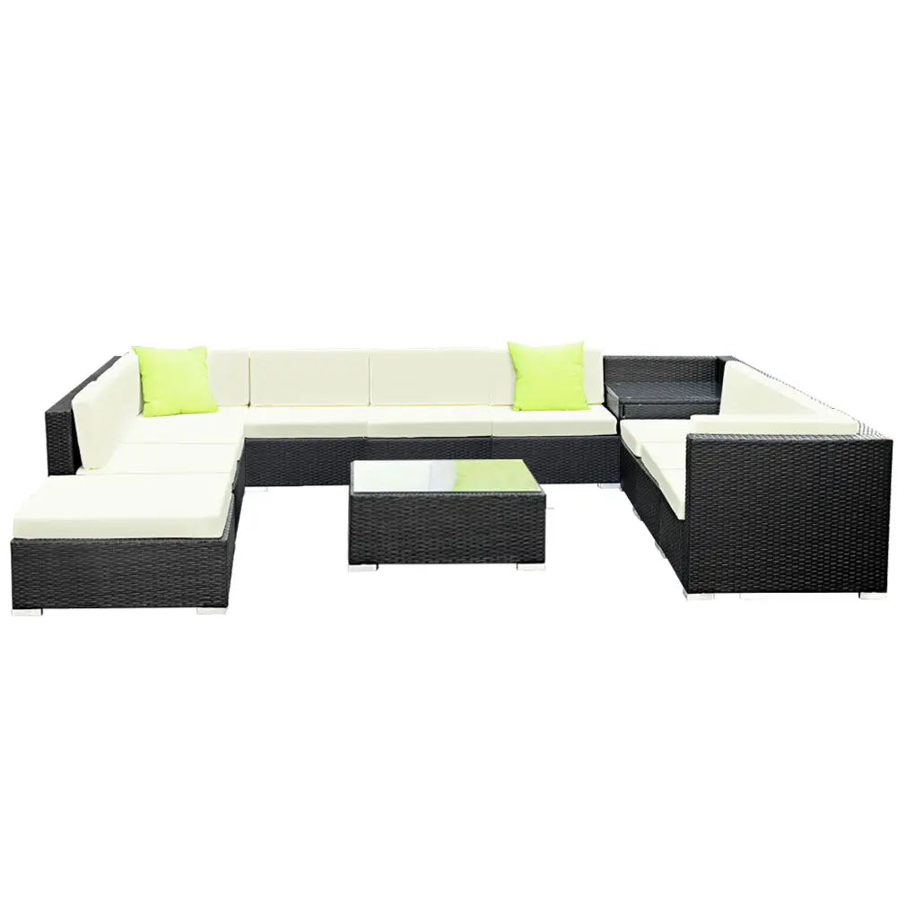 Gardeon 12PC Outdoor Furniture Sofa Set Wicker Garden Patio Lounge Deals499