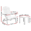 Gardeon 3 Piece Outdoor Adirondack Beach Chair and Table Set - White Deals499