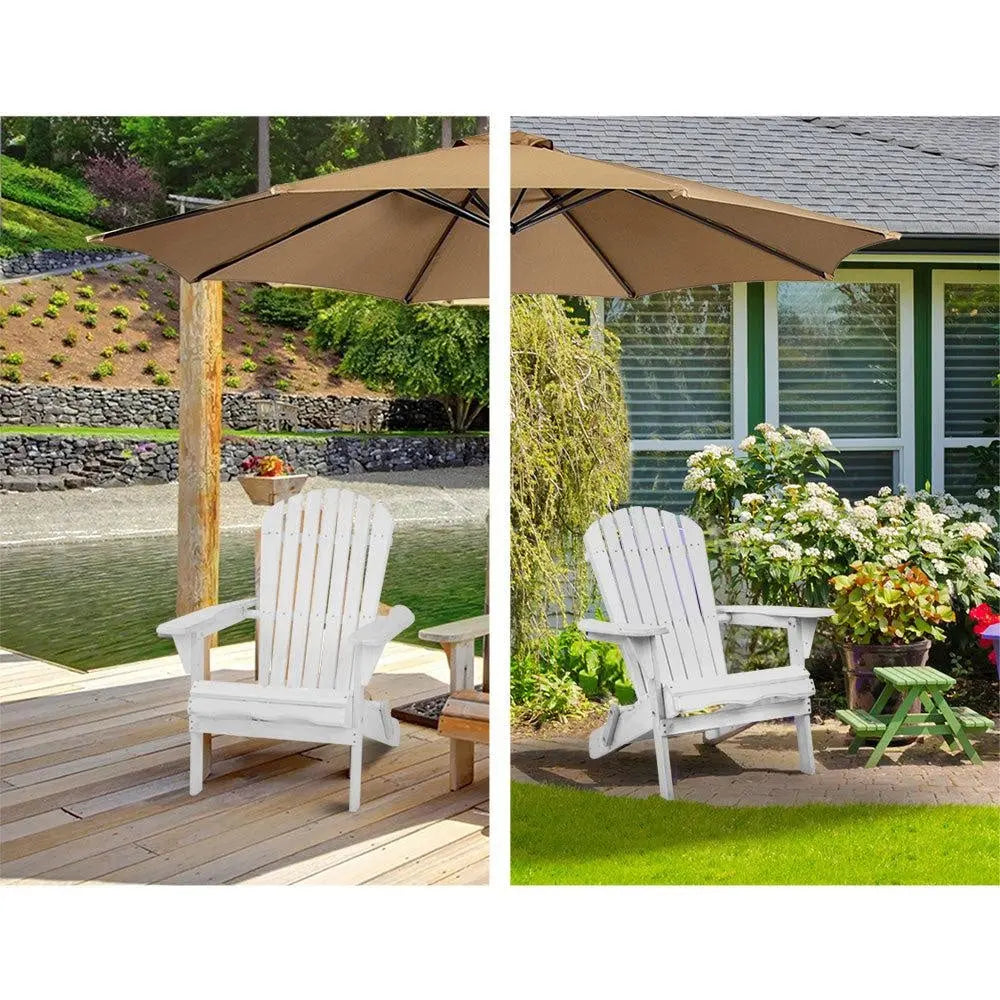 Gardeon 3 Piece Outdoor Adirondack Beach Chair and Table Set - White Deals499