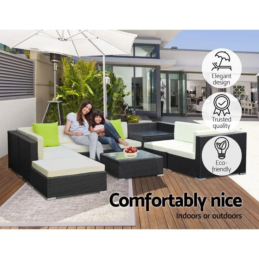 Gardeon 9PC Outdoor Furniture Sofa Set Wicker Garden Patio Pool Lounge Deals499