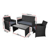 Gardeon Garden Furniture Outdoor Lounge Setting Wicker Sofa Set Storage Cover Black Deals499