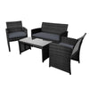 Gardeon Garden Furniture Outdoor Lounge Setting Wicker Sofa Set Storage Cover Black Deals499