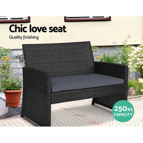 Gardeon Garden Furniture Outdoor Lounge Setting Wicker Sofa Set Storage Cover Black Deals499