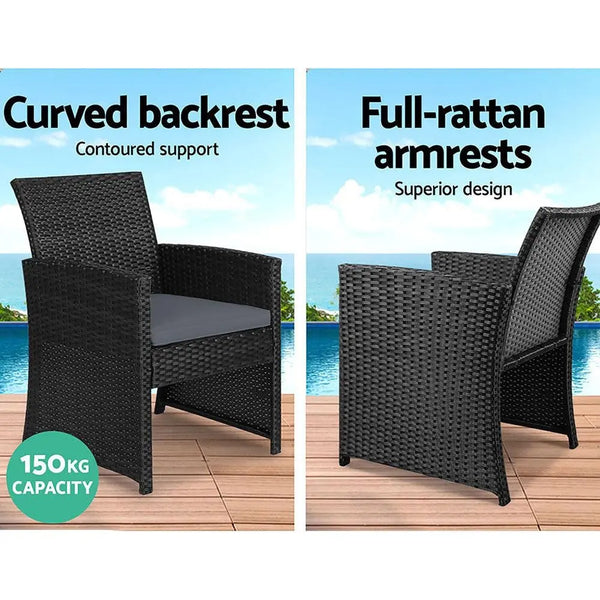 Gardeon Garden Furniture Outdoor Lounge Setting Wicker Sofa Set Storage Cover Black Deals499