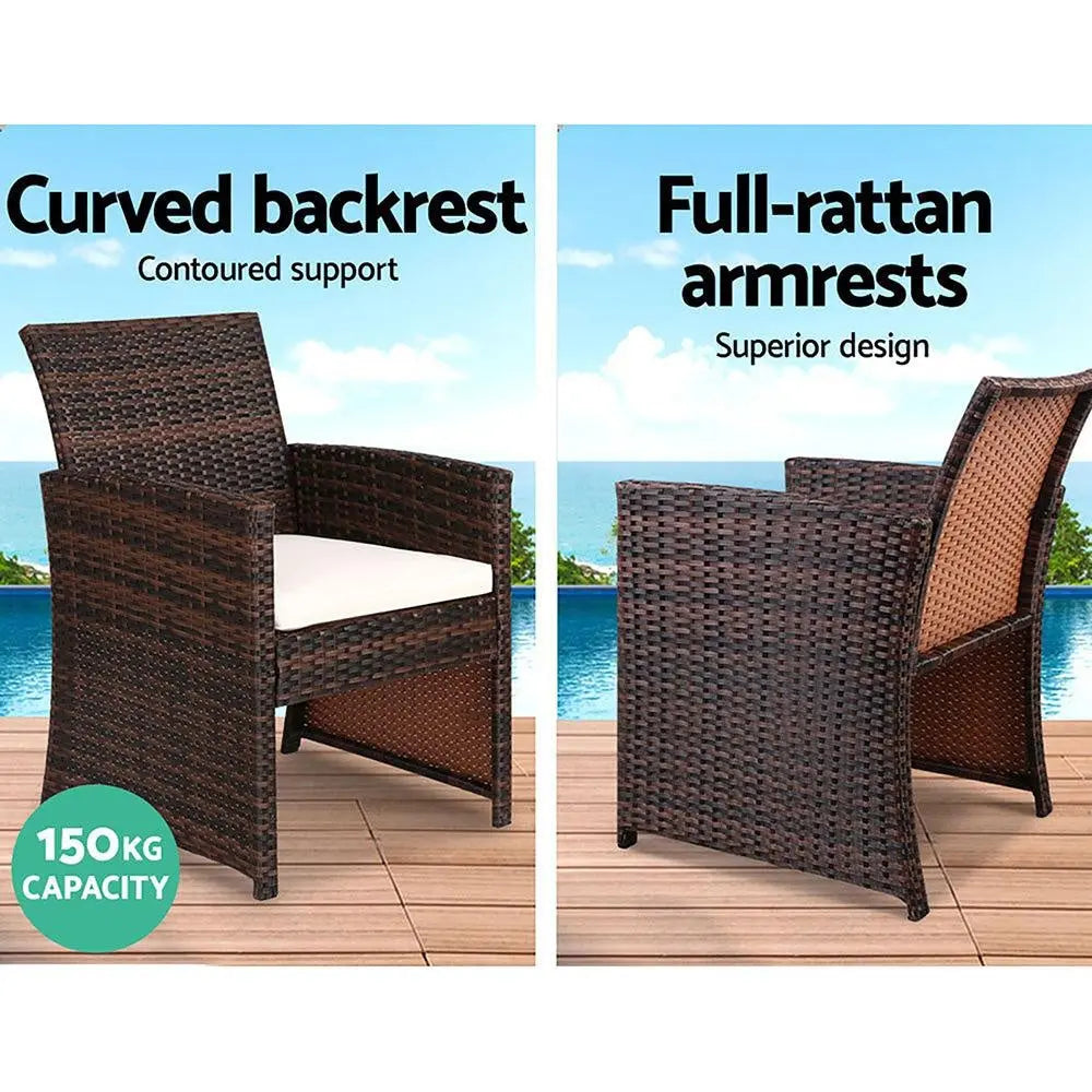 Gardeon Garden Furniture Outdoor Lounge Setting Wicker Sofa Set Storage Cover Brown Deals499