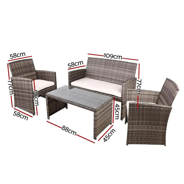 Gardeon Garden Furniture Outdoor Lounge Setting Wicker Sofa Set Storage Cover Mixed Grey Deals499