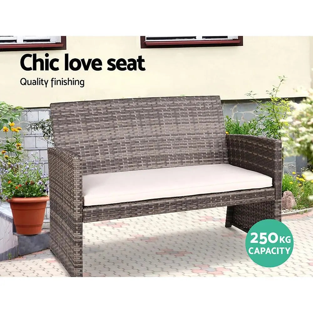 Gardeon Garden Furniture Outdoor Lounge Setting Wicker Sofa Set Storage Cover Mixed Grey Deals499