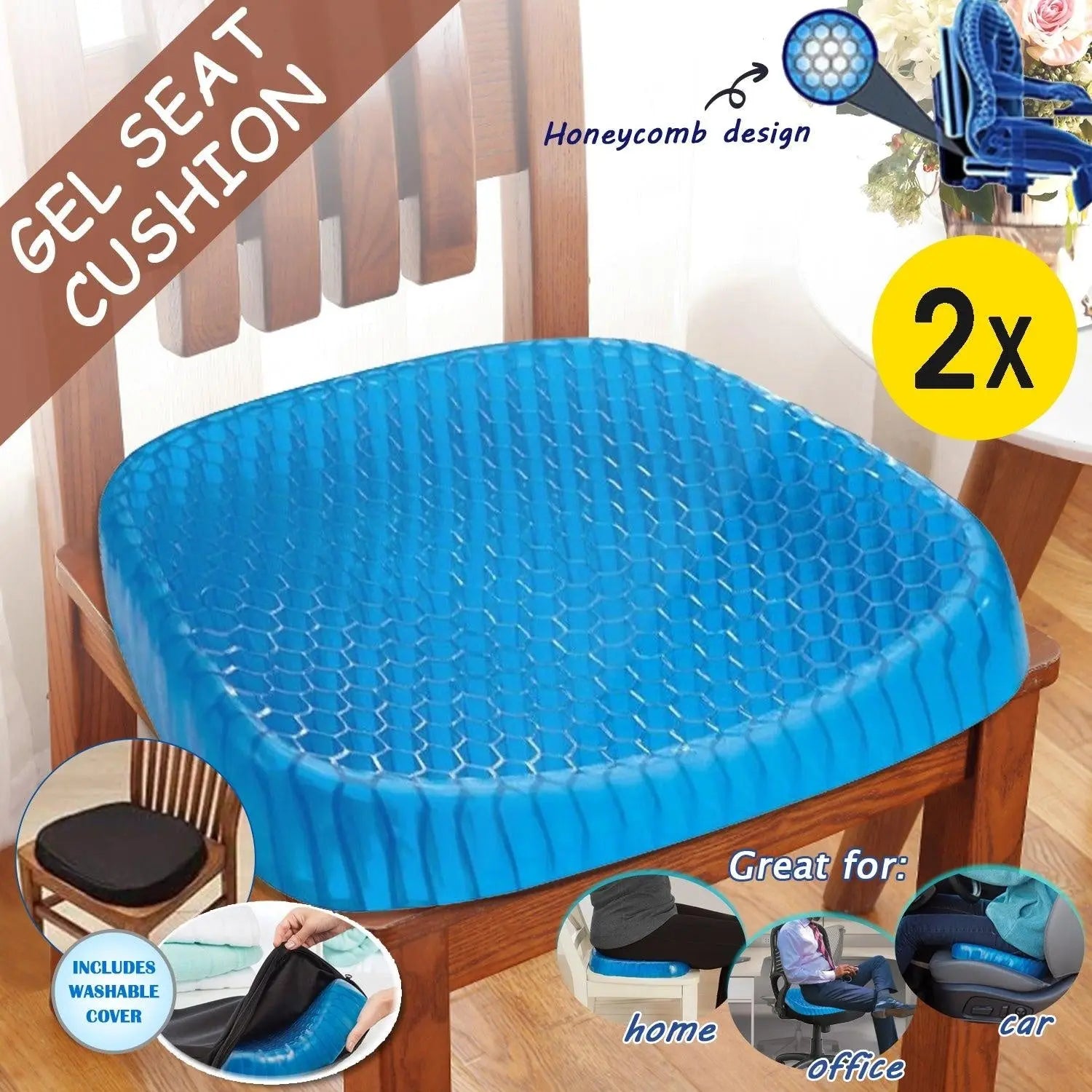 Gel Honeycomb Seat Cushion Flex Back Support Spine Breathable Protector Pad Mats Deals499