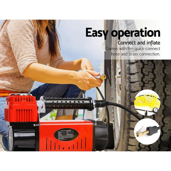 Giantz 12V Portable Air Compressor - Red Deals499