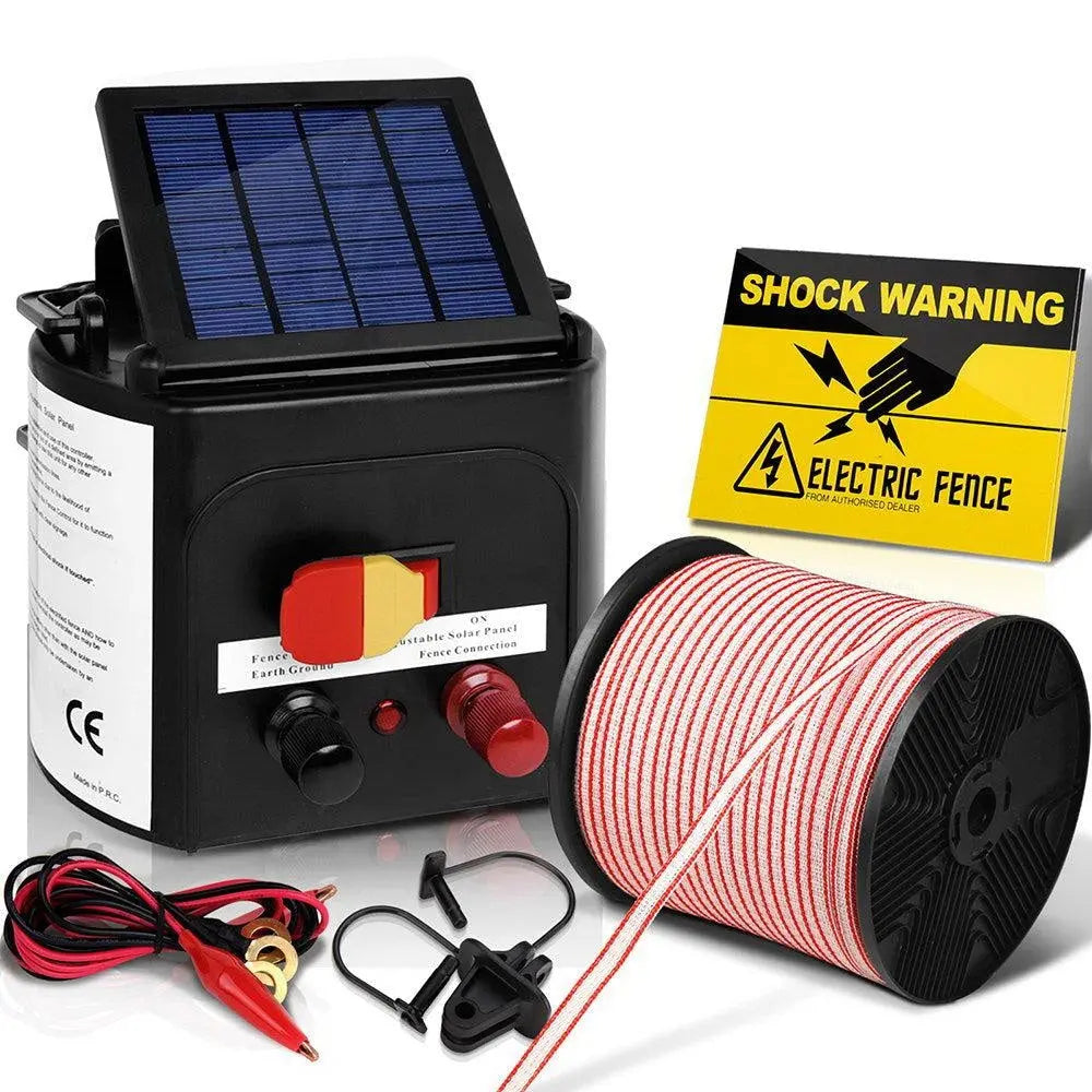 Giantz 5km Solar Electric Fence Energiser Charger with 400M Tape and 25pcs Insulators Deals499