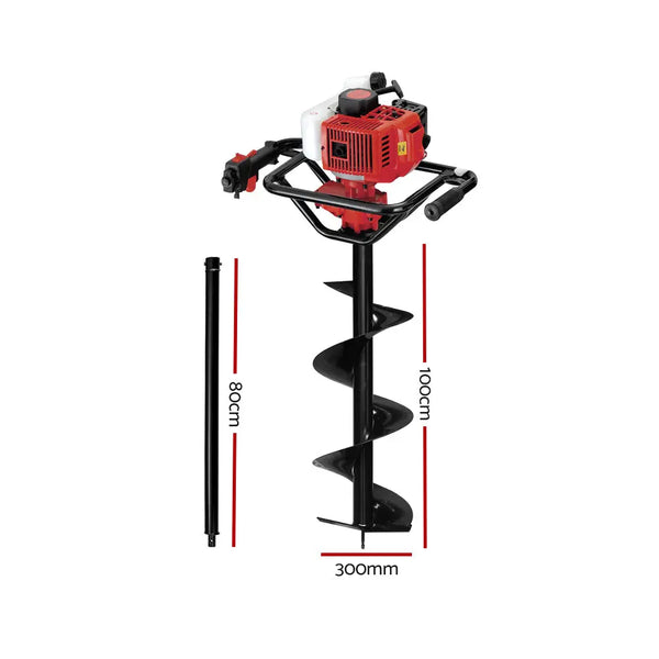 Giantz 92CC Petrol Post Hole Digger Drill Borer Fence Extension Auger Bits Deals499