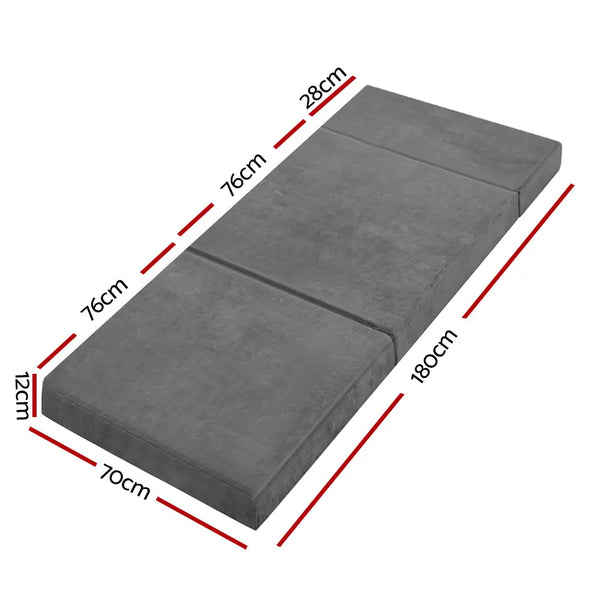 Giselle Bedding Folding Foam Portable Mattress Grey Giselle