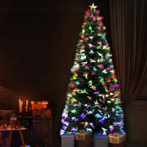 Jingle Jollys Christmas Tree 2.1M 7FT LED Xmas Multi Colour Lights Optic Fibre Deals499