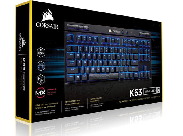 CORSAIR Gamingâ„¢ K63 Wireless Backlit Blue LED, Cherry MX Red, Mechanical Gaming Keyboard - CORSAIR