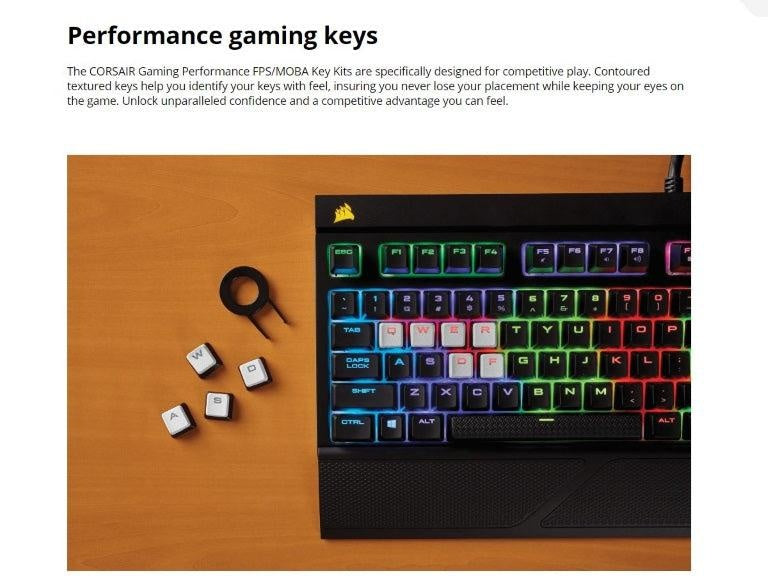 CORSAIR Gaming Performance FPS/MOBA Key Kit- White (LS) CORSAIR